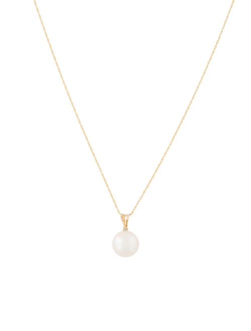 Necklace 14K Pearl & Diamond Pendant Necklace