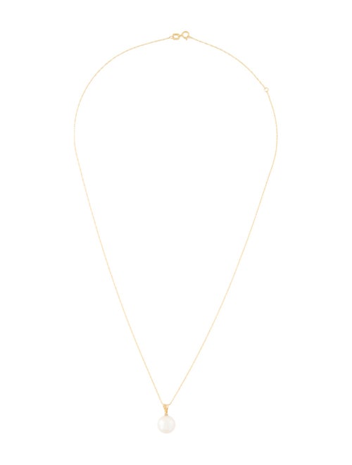 Necklace 14K Pearl & Diamond Pendant Necklace