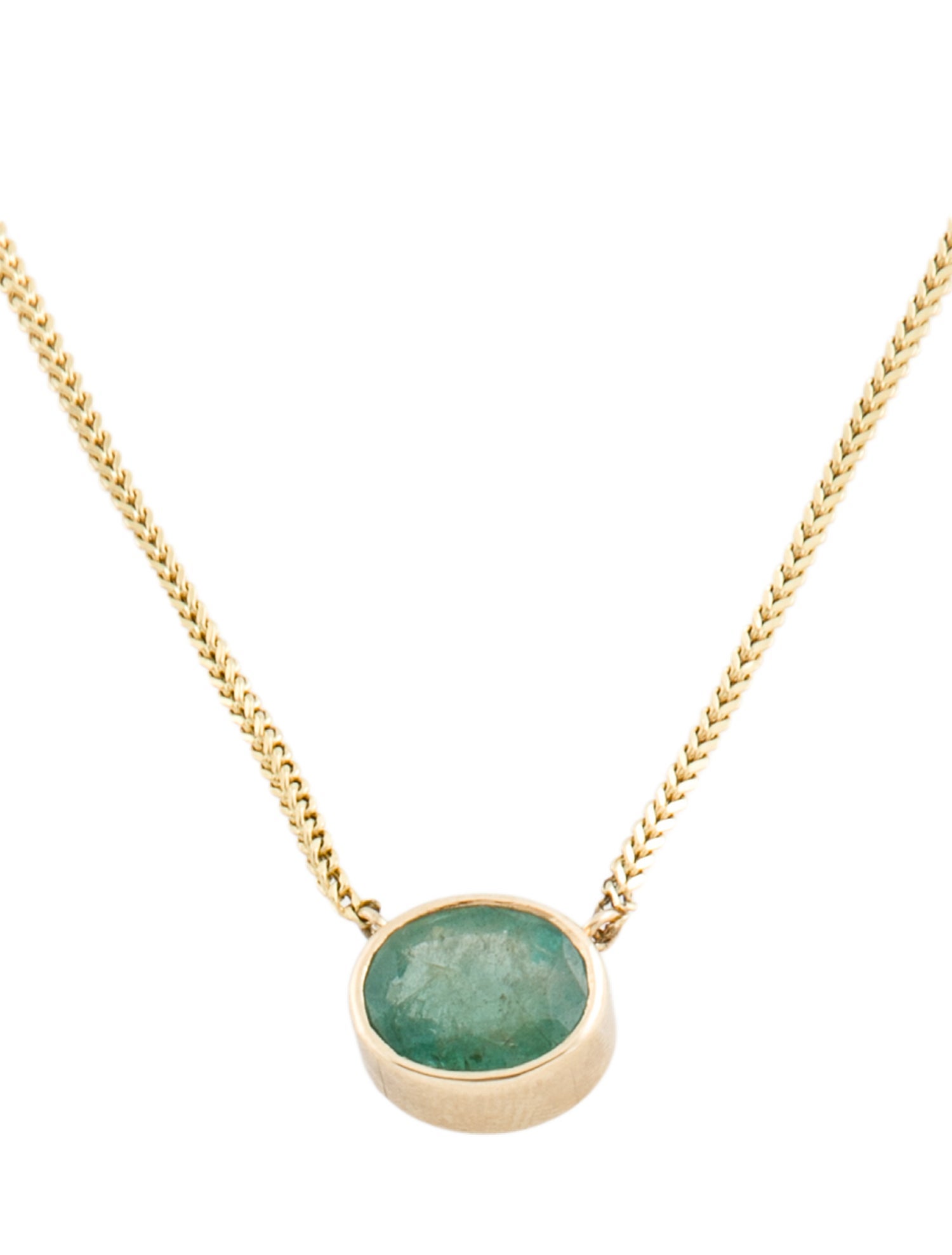 Necklace 14K 3.08ct Emerald Bezel Pendant