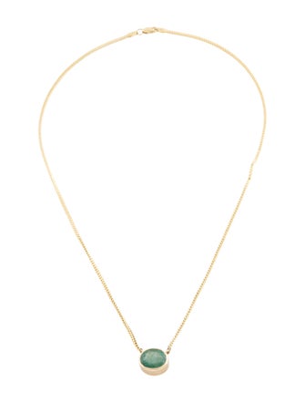 Necklace 14K 3.08ct Emerald Bezel Pendant Necklace