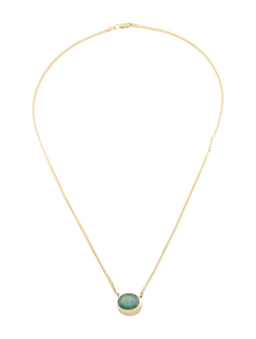 Necklace 14K 3.08ct Emerald Bezel Pendant Necklace