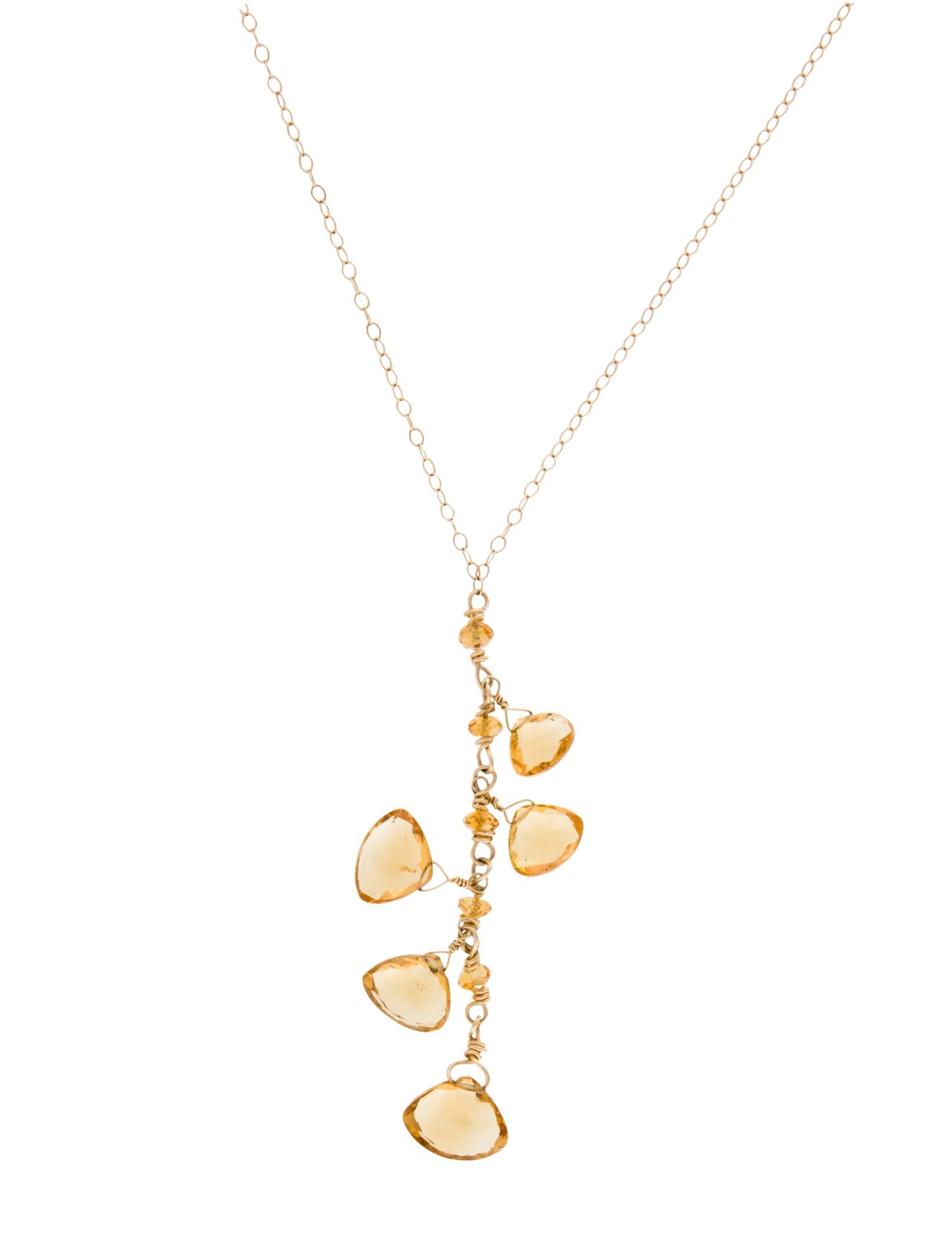 Necklace 14K Citrine Briolette Lavalier