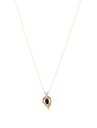 Necklace 14K Sapphire & Diamond Pendant Necklace