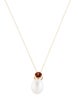 Necklace 14K Pearl & Garnet Pendant Necklace