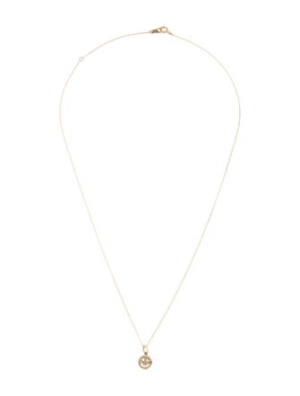 Necklace 14K Diamond Smiley Face Pendant Necklace