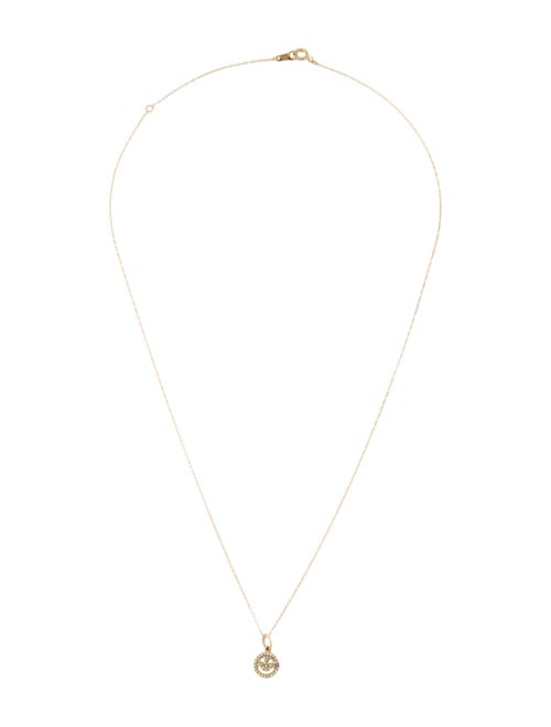 Necklace 14K Diamond Smiley Face Pendant Necklace