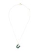 Necklace 14K Jadeite Initial Letter 'U' Pendant Necklace