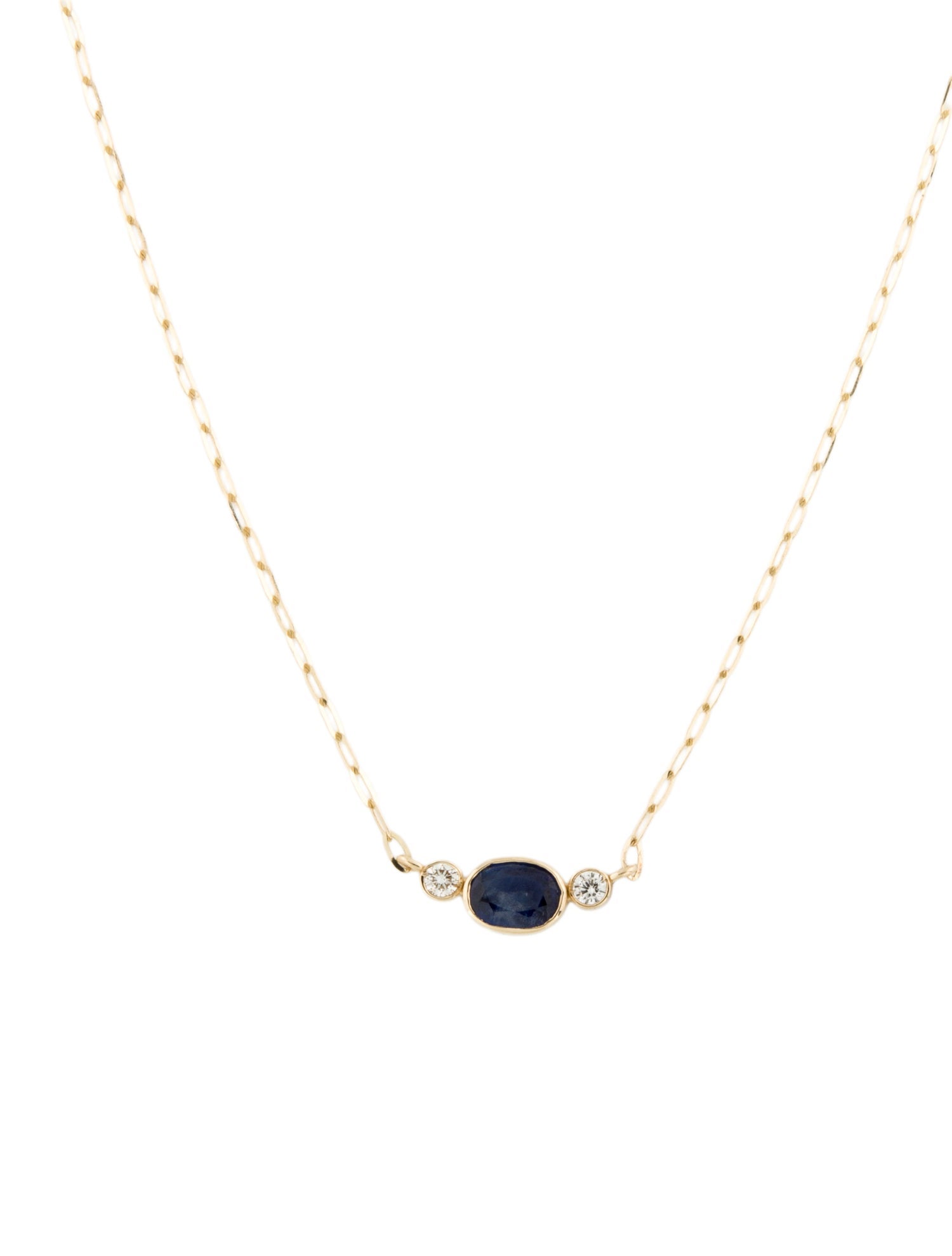 Necklace 14K Sapphire & Diamond Pendant Necklace