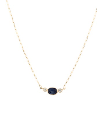 Necklace 14K Sapphire & Diamond Pendant Necklace