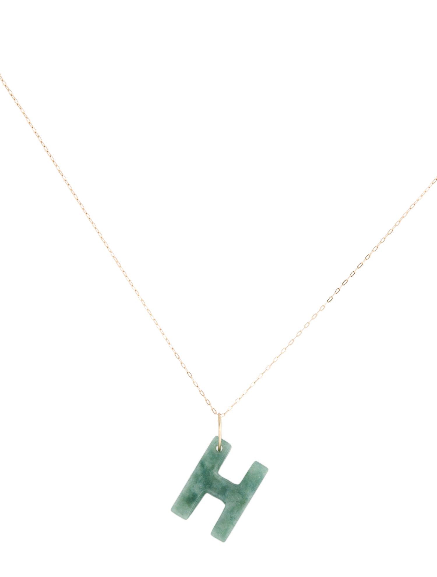 Necklace 14K Jadeite 'H' Pendant