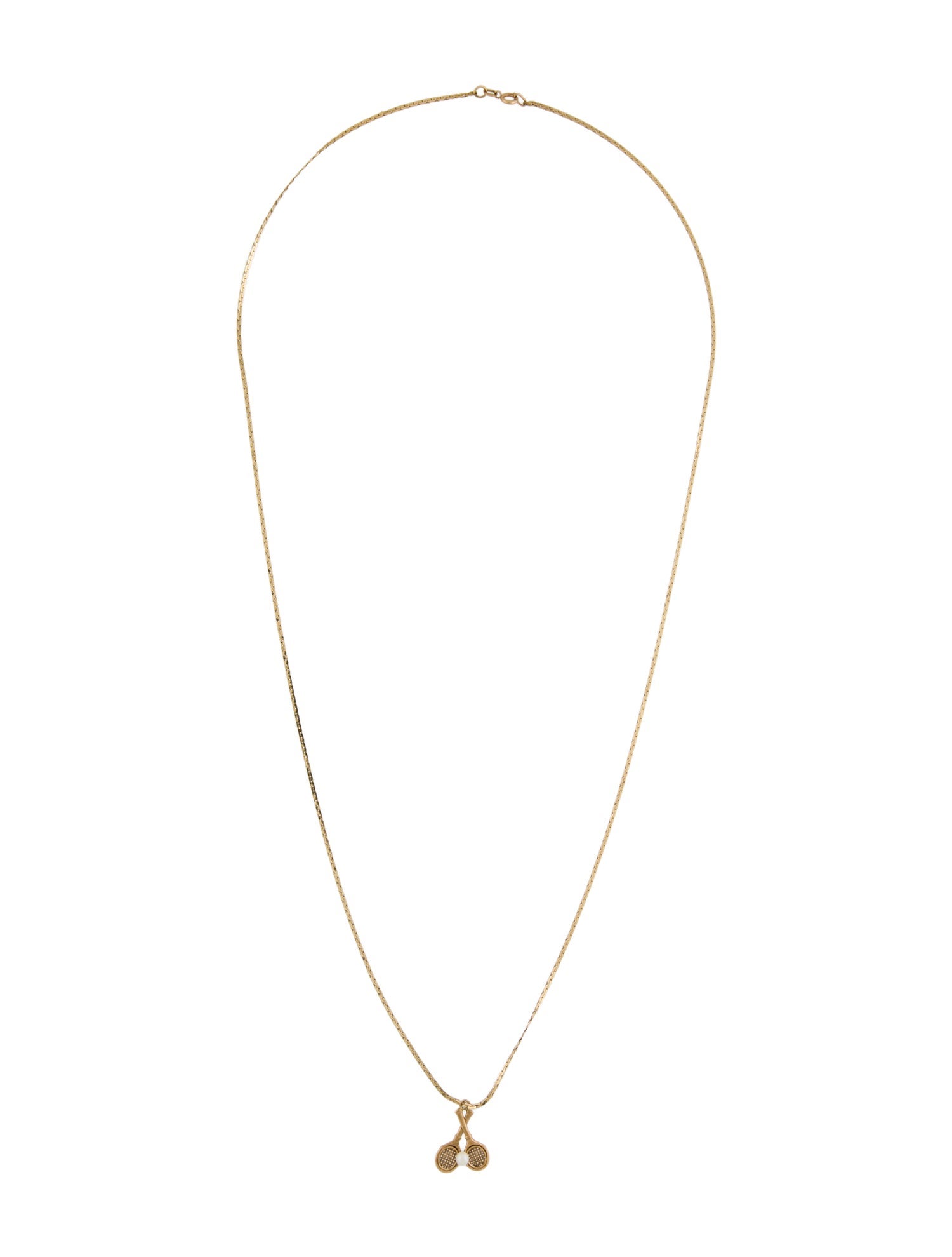 Necklace 14K Pearl Tennis Racket Pendant Necklace