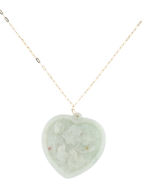 Necklace 14K Jadeite Carved Heart Pendant