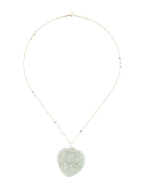 Necklace 14K Jadeite Carved Heart Pendant
