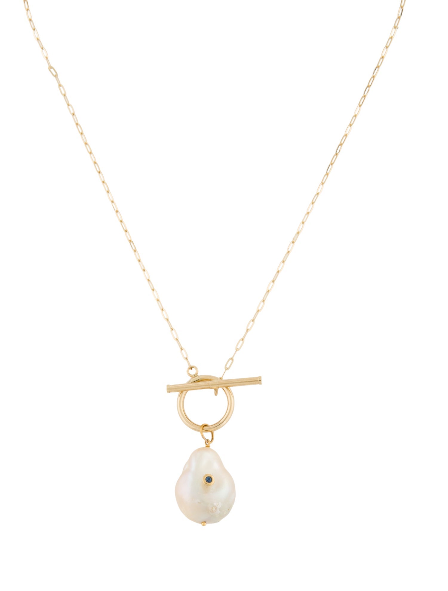 Necklace 14K Pearl & Sapphire Pendant