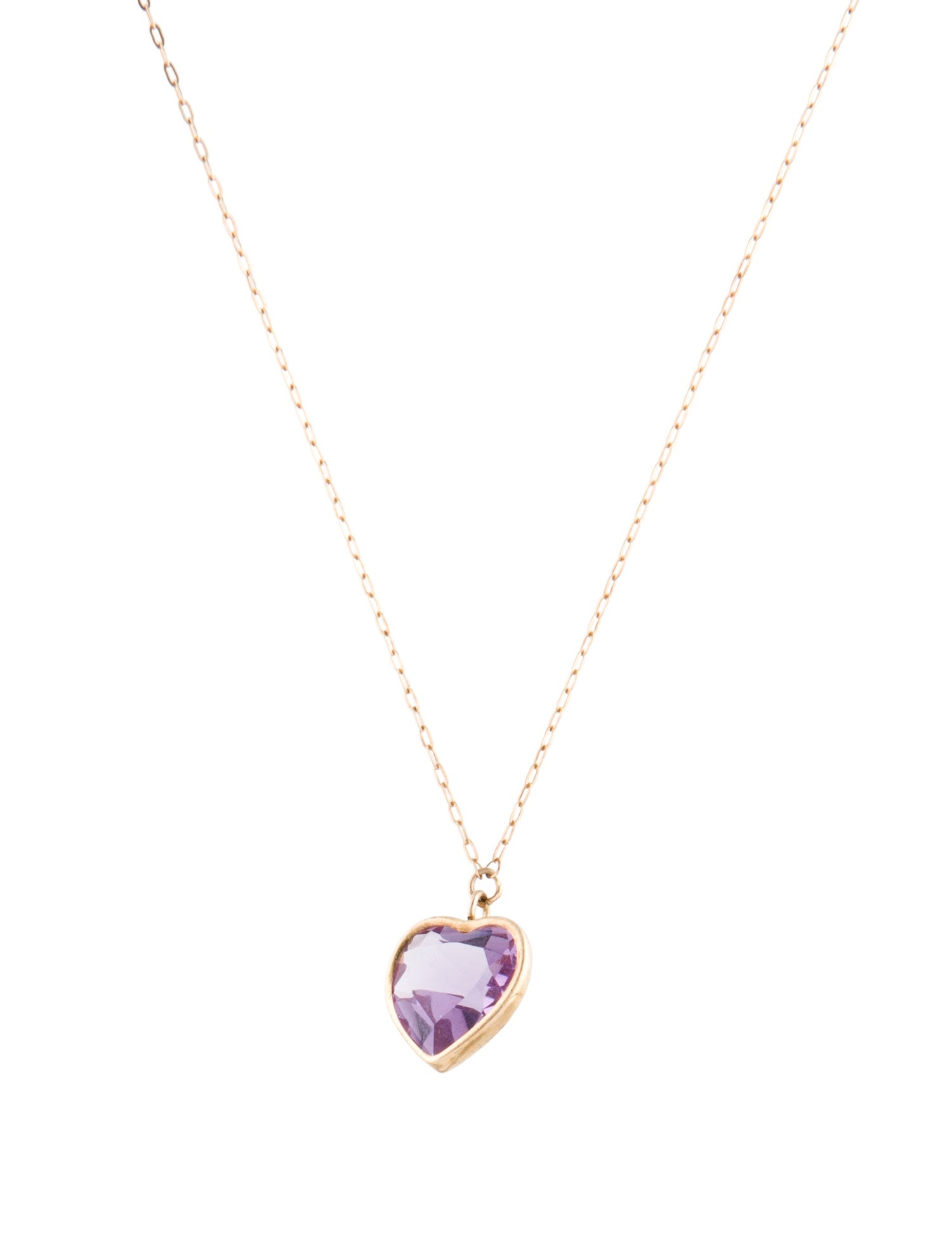 Necklace 14K 2.08ct Amethyst Heart Pendant