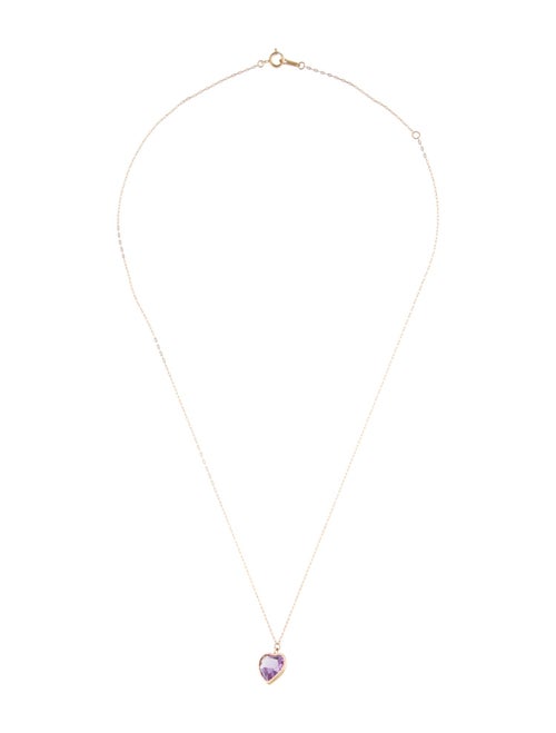 Necklace 14K 2.08ct Amethyst Heart Pendant Necklace