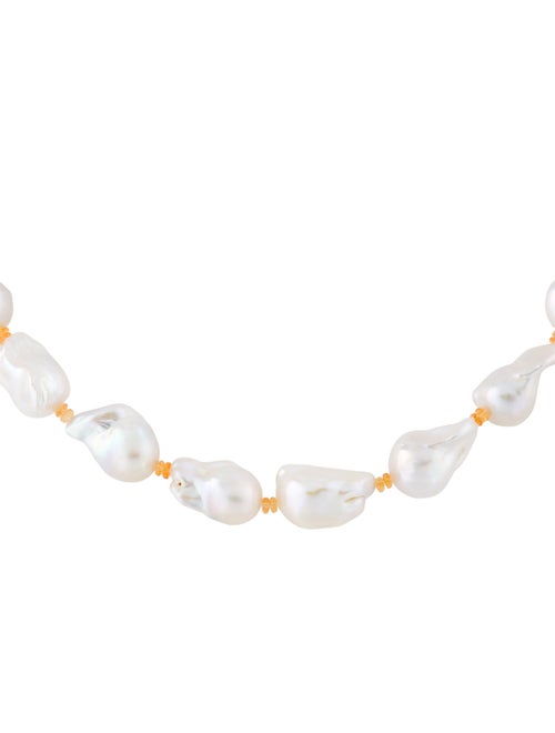 Necklace 14K Pearl & Fire Opal Bead Strand Necklace