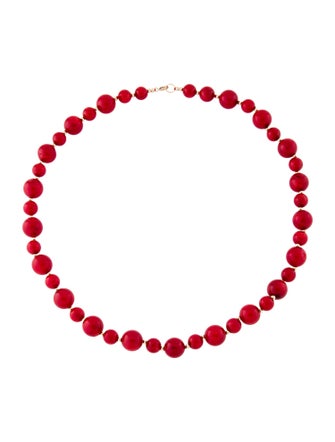 Necklace 14K Dyed Coral Bead Strand Necklace