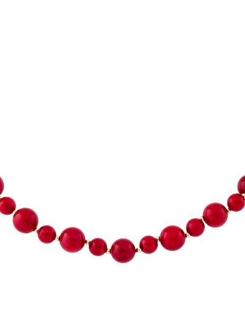 Necklace 14K Dyed Coral Bead Strand Necklace