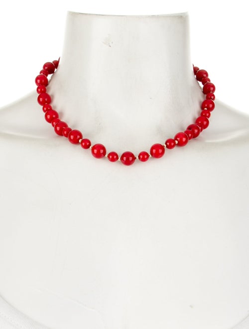 Necklace 14K Dyed Coral Bead Strand Necklace