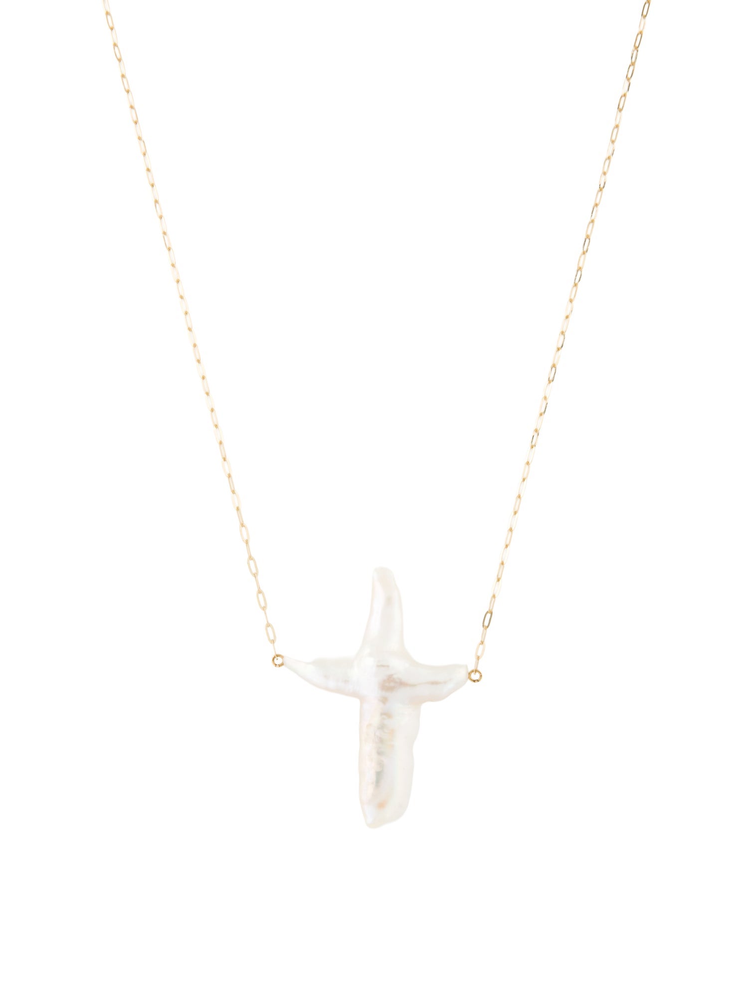 Necklace 14K Pearl Cross Pendant