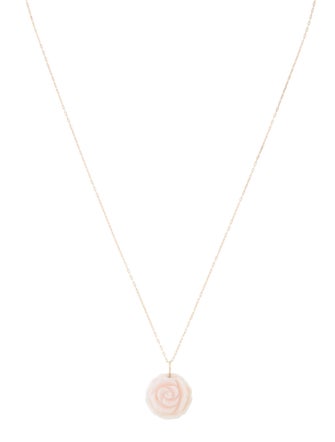 Necklace 14K Shell Rose Pendant Necklace