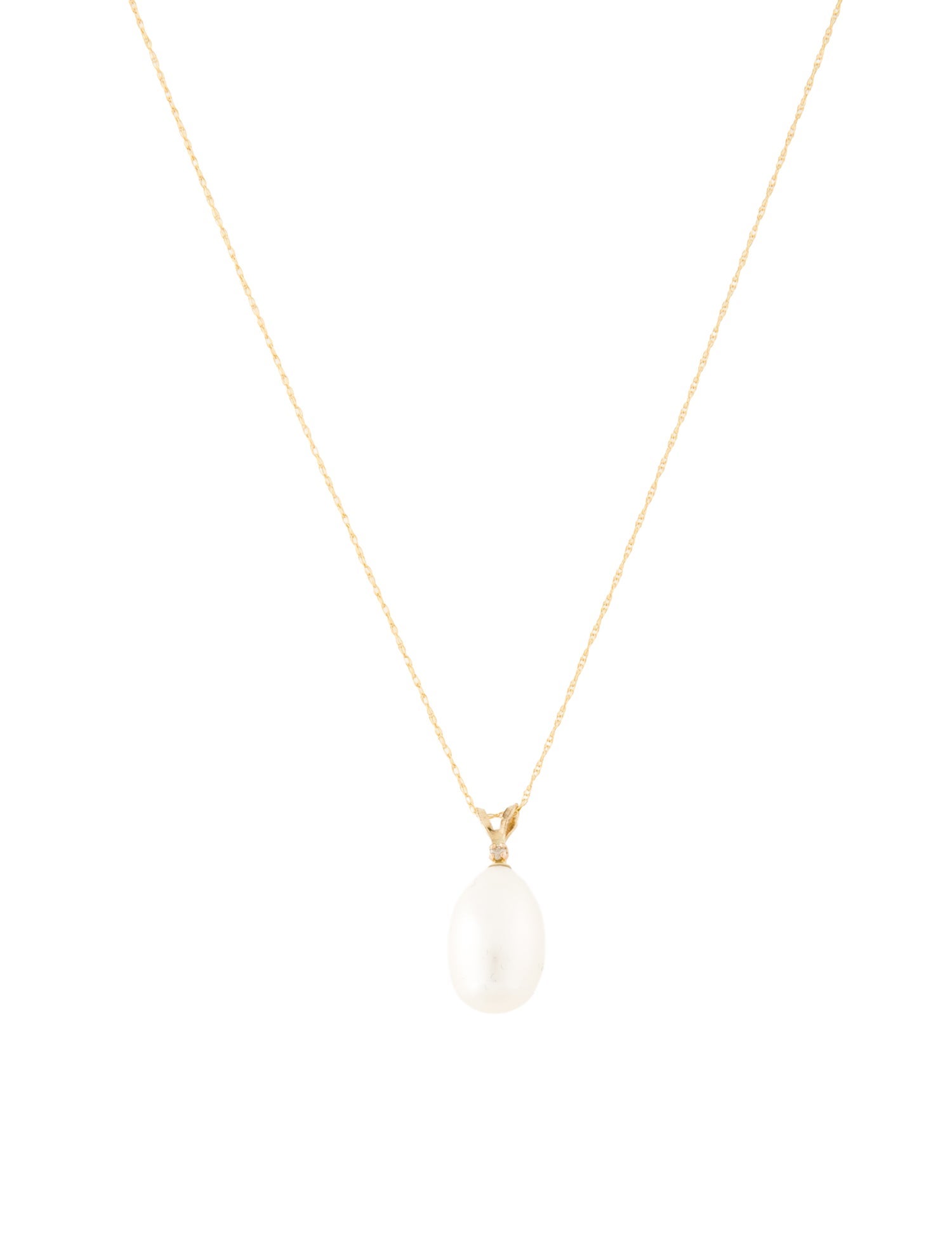 Necklace 14K Pearl & Diamond Pendant