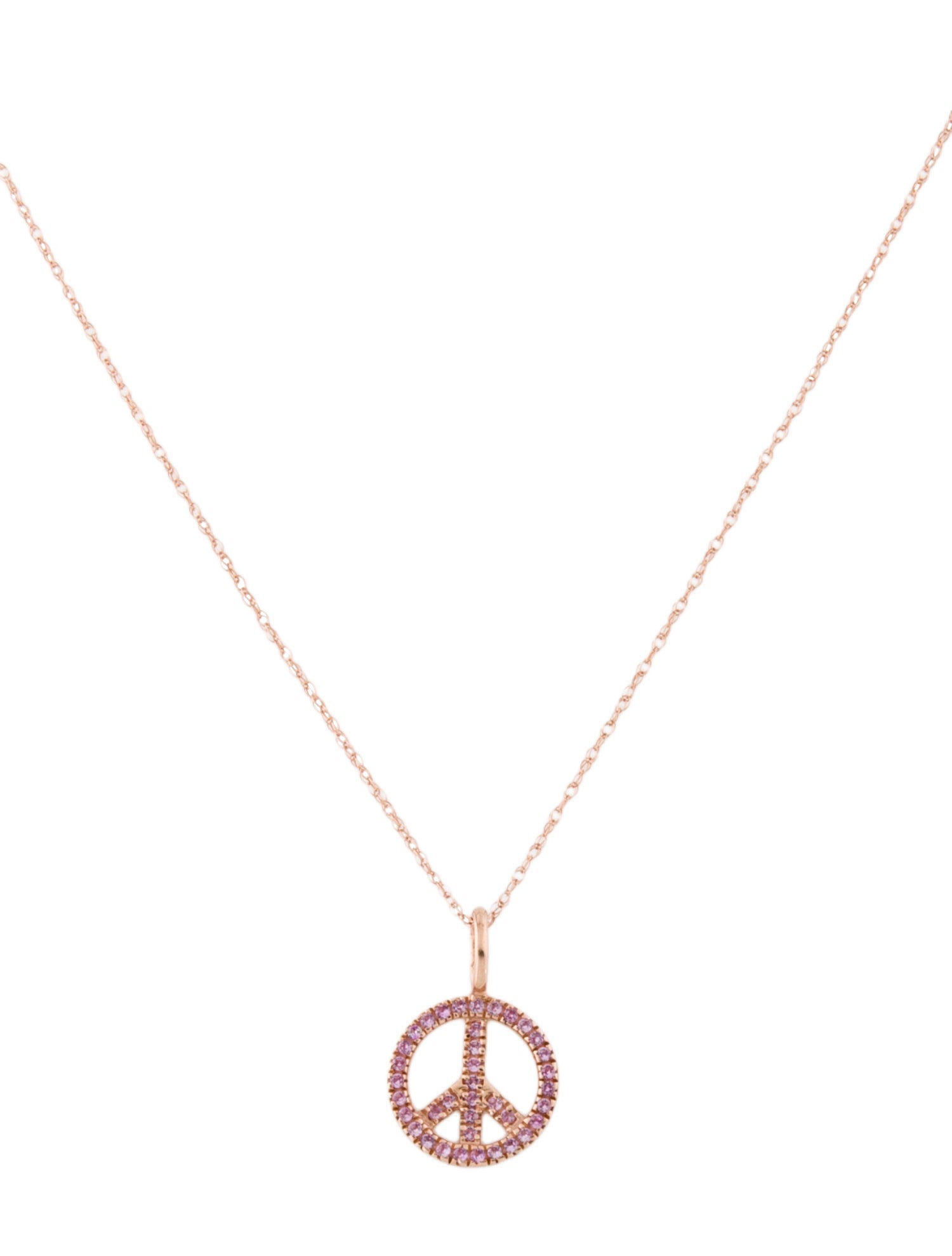 Necklace 14K Sapphire Peace Sign Pendant