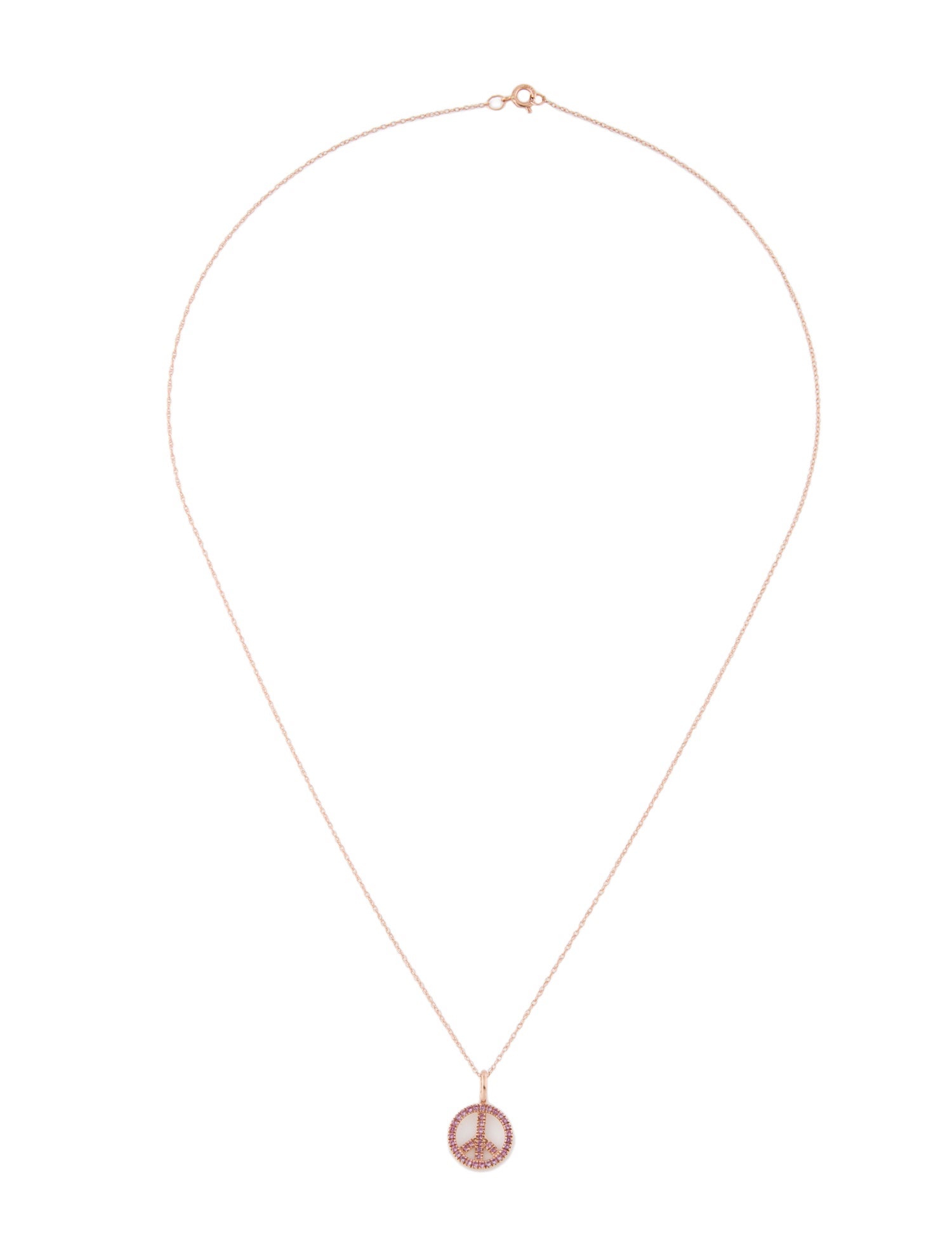 Necklace 14K Sapphire Peace Sign Pendant