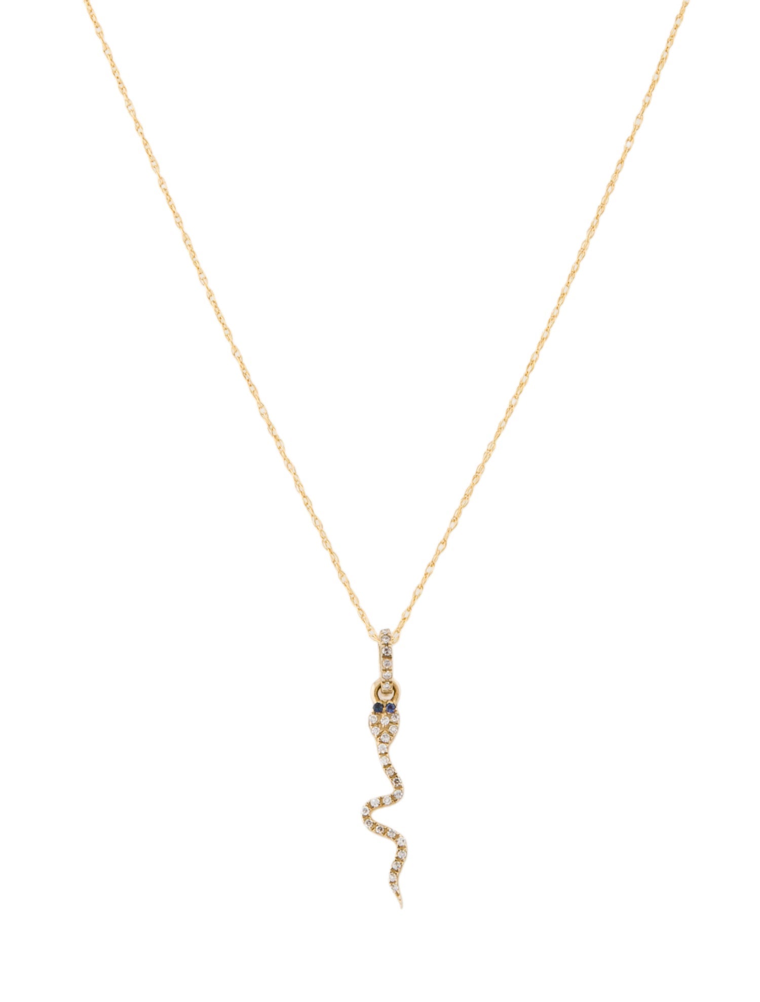 Necklace 14K Diamond & Sapphire Snake Pendant