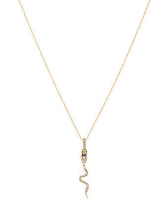 Necklace 14K Diamond & Sapphire Snake Pendant Necklace