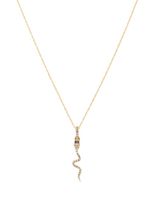 Necklace 14K Diamond & Sapphire Snake Pendant Necklace