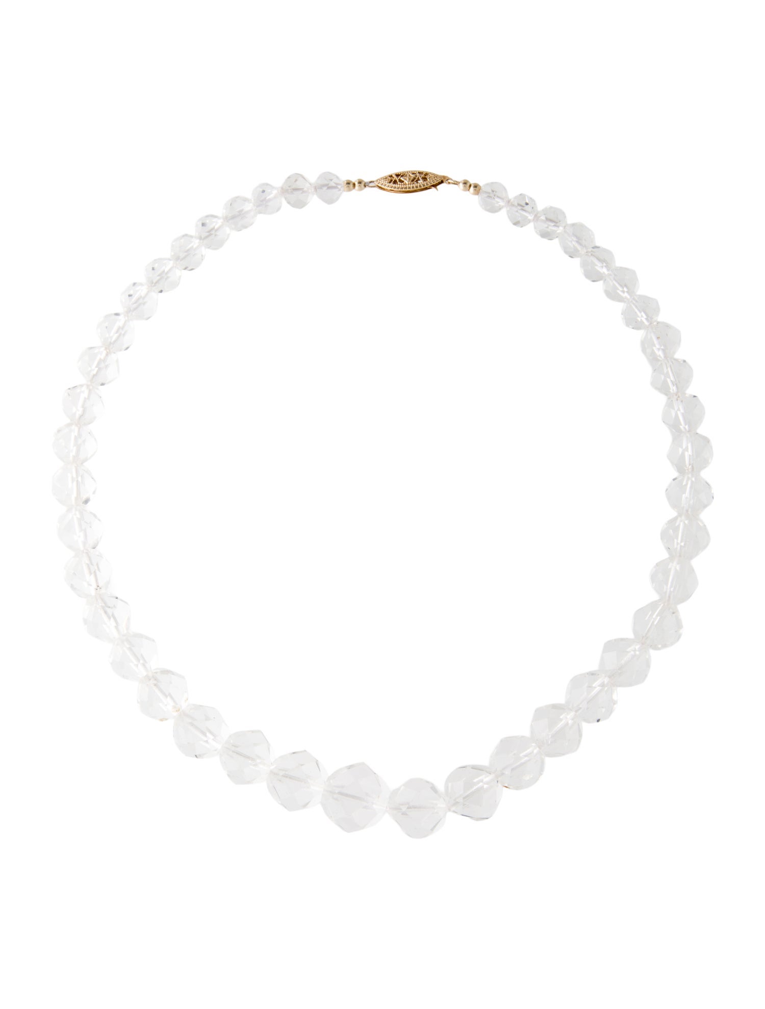 Necklace 14K Quartz Graduated Bead Strand Necklace
