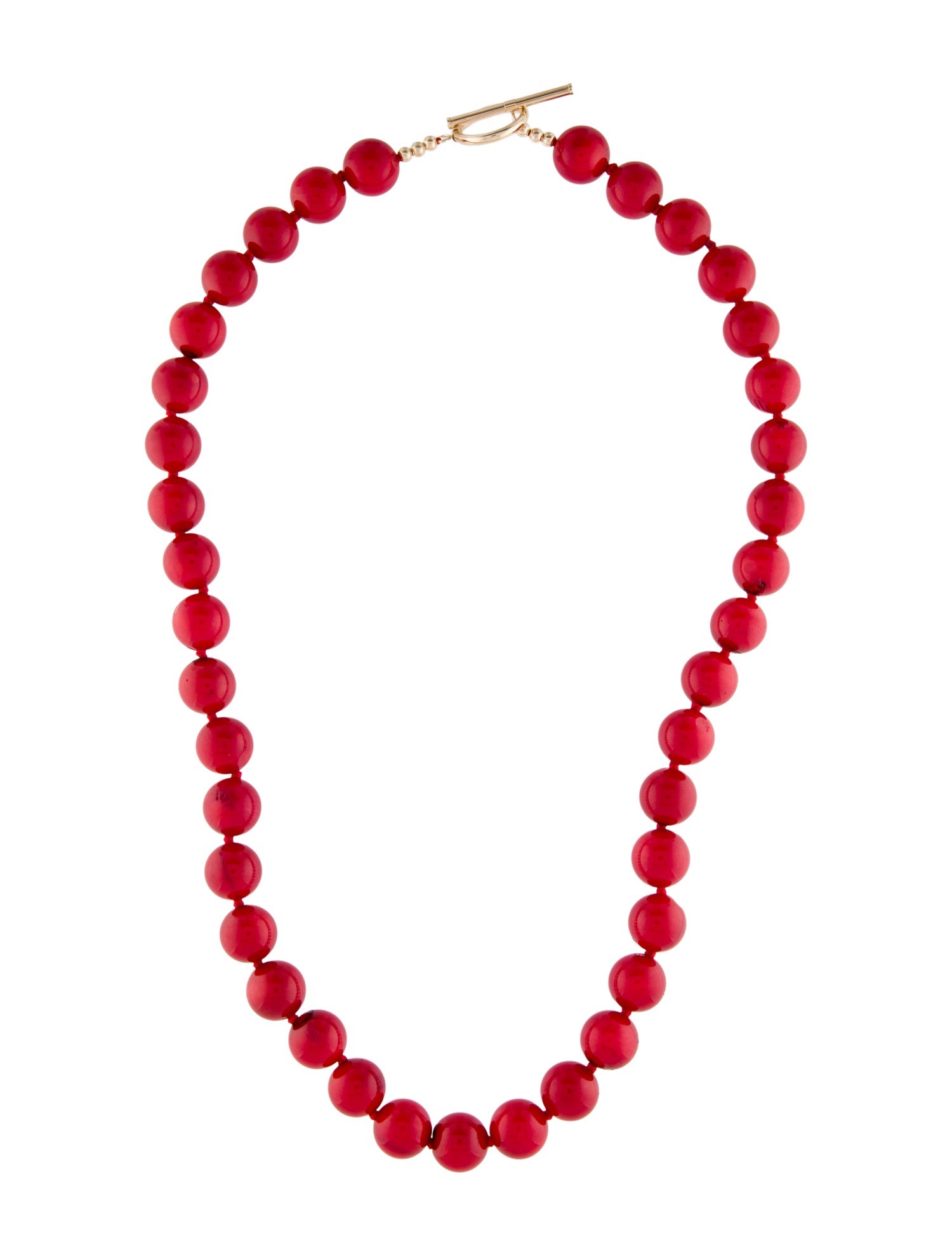 Necklace 14K Dyed Coral Bead Strand Necklace