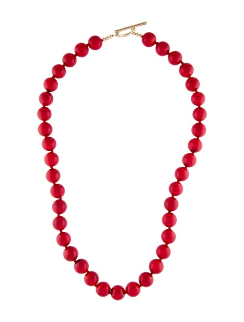 Necklace 14K Dyed Coral Bead Strand Necklace