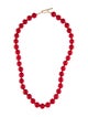 Necklace 14K Dyed Coral Bead Strand Necklace