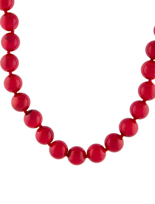 Necklace 14K Dyed Coral Bead Strand Necklace