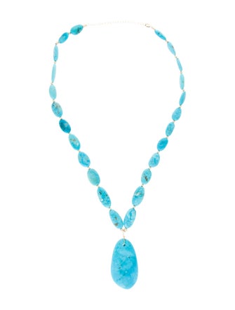 Necklace 14K Turquoise Bead Pendant Necklace