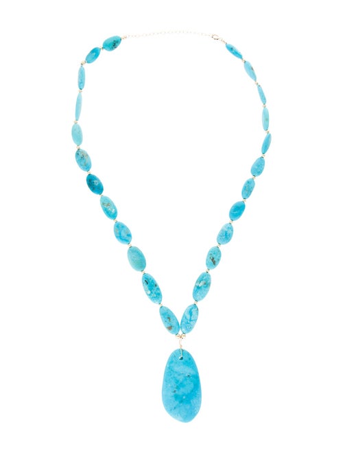 Necklace 14K Turquoise Bead Pendant Necklace