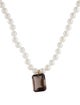 Necklace 14K Smoky Quartz & Pearl Bead Strand Pendant Necklace