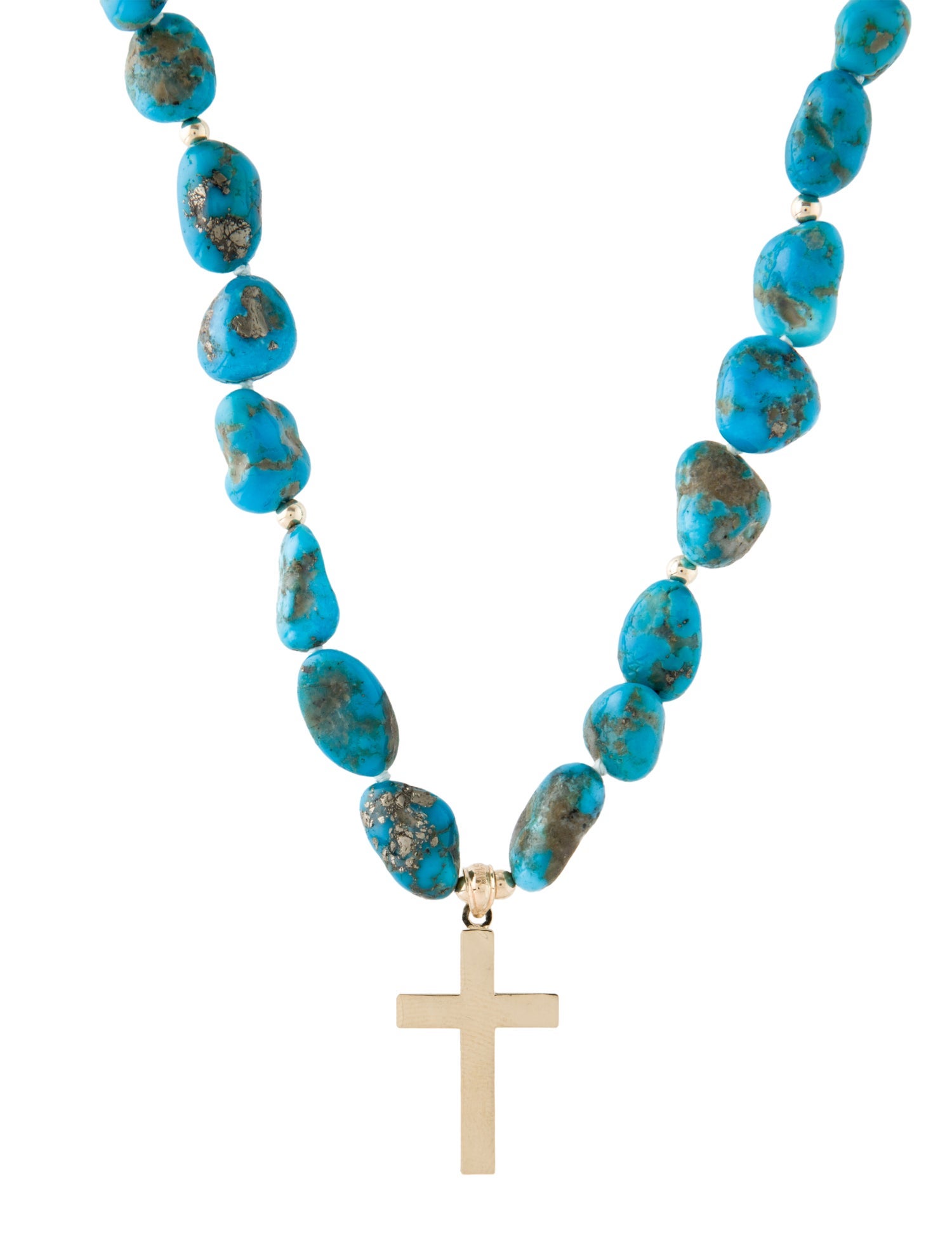 Necklace 14K Turquoise Cross Pendant Necklace