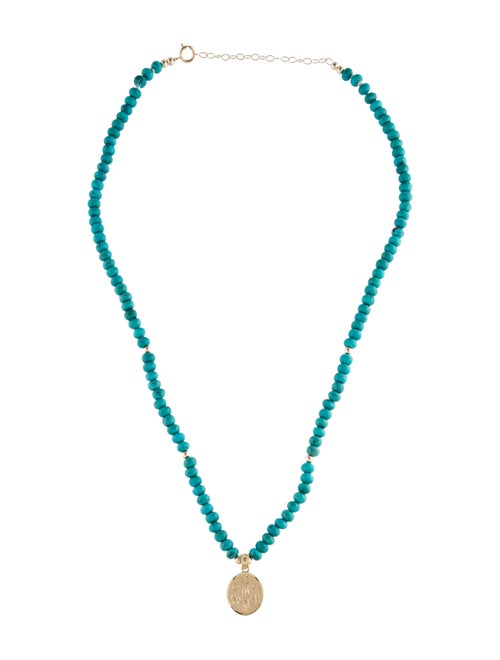 Necklace 14K Turquoise Bead Strand Pendant Necklace