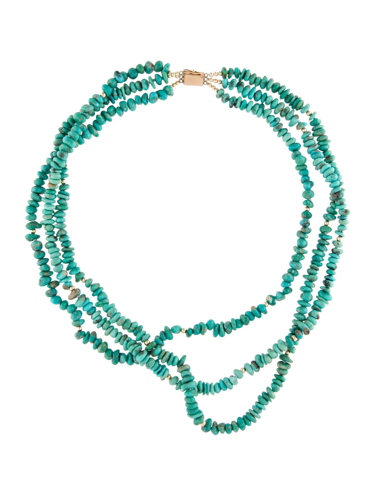 Necklace 14K Turquoise Multistrand Bead