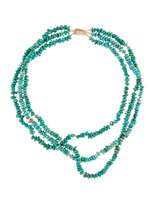 Necklace 14K Turquoise Multistrand Bead Necklace