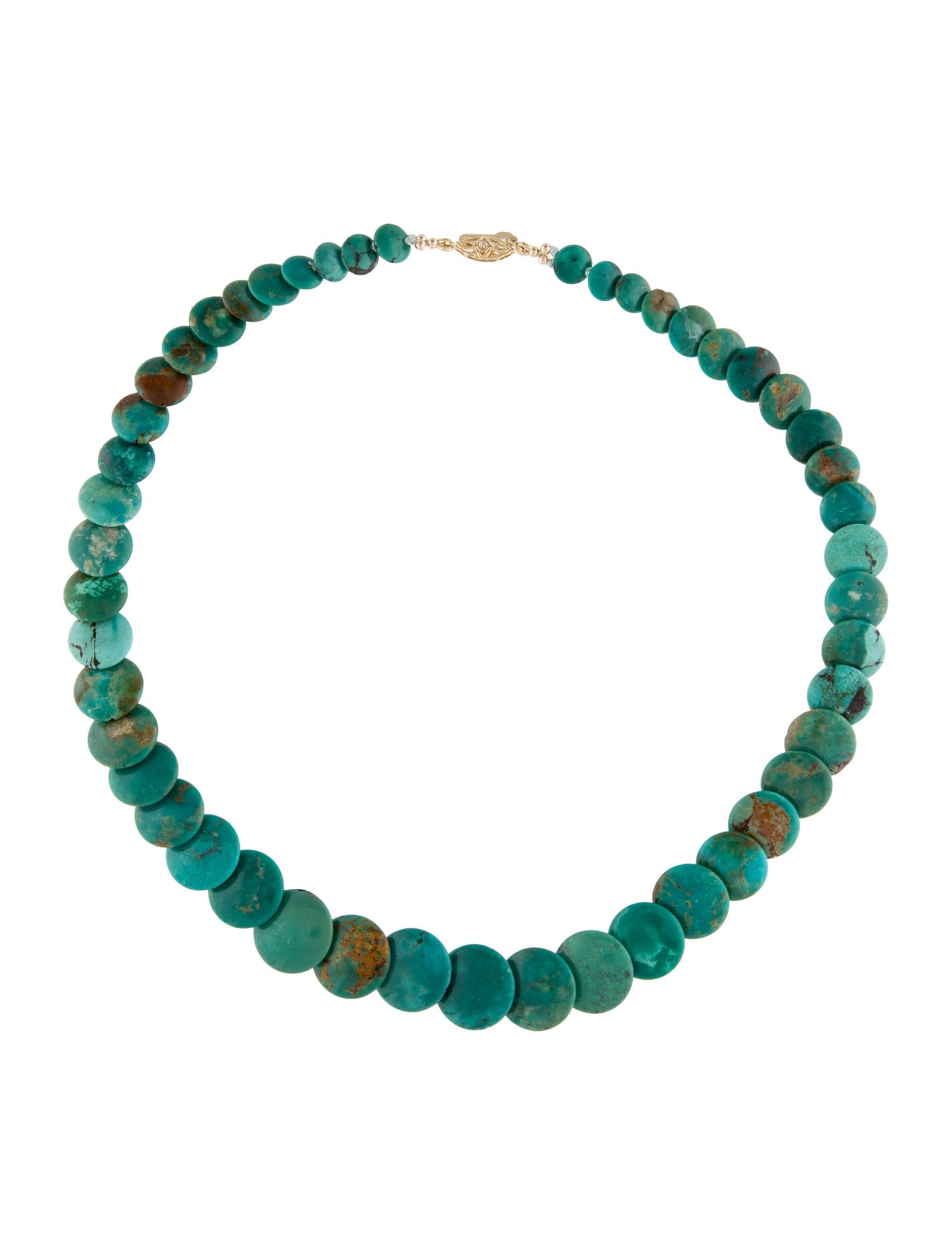 Necklace 14K Turquoise Graduated Beaded Necklace