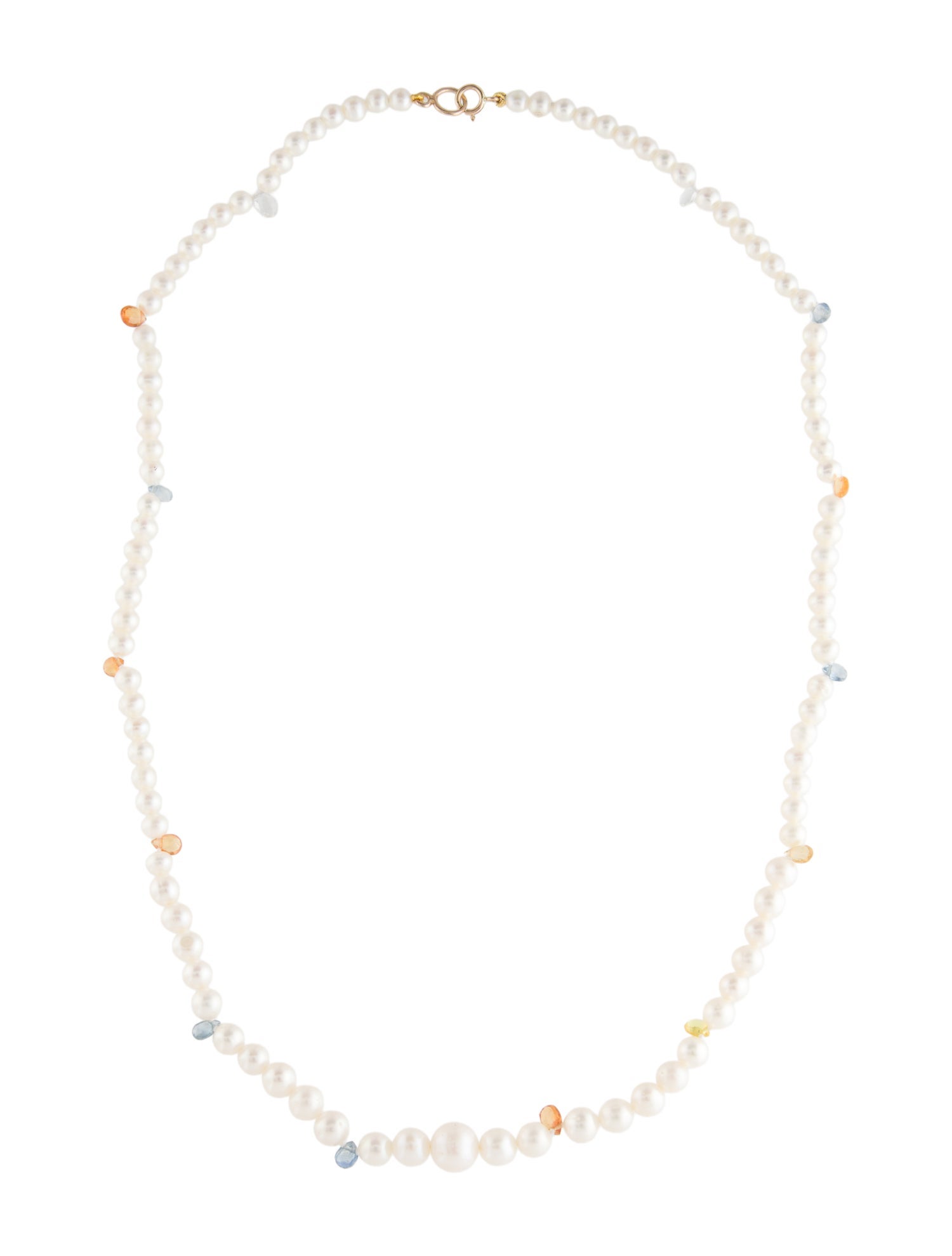Necklace 14K Pearl & Sapphire Bead Strand Necklace