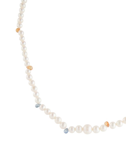 Necklace 14K Pearl & Sapphire Bead Strand Necklace
