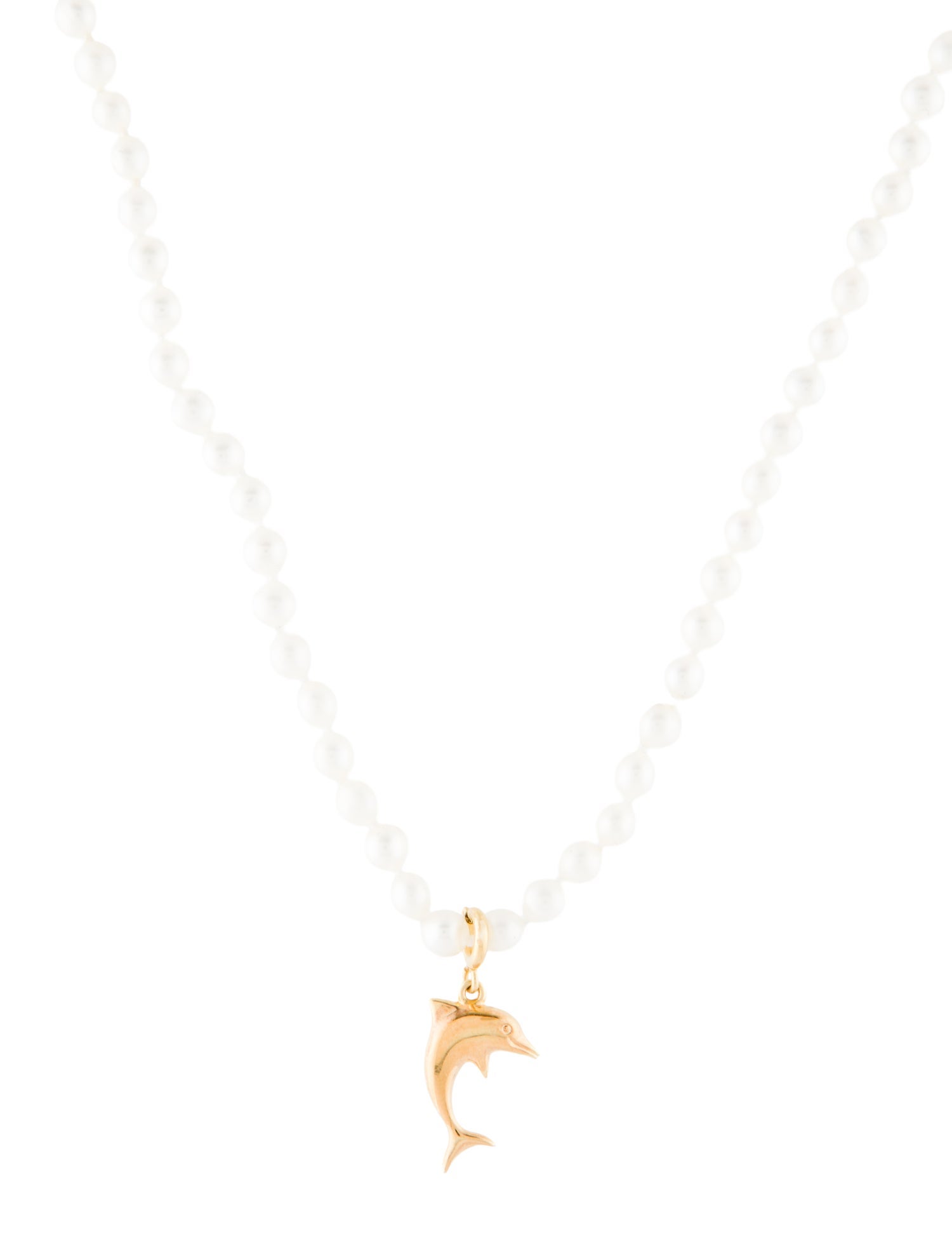 Necklace 14K Dolphin Pendant & Pearl Bead
