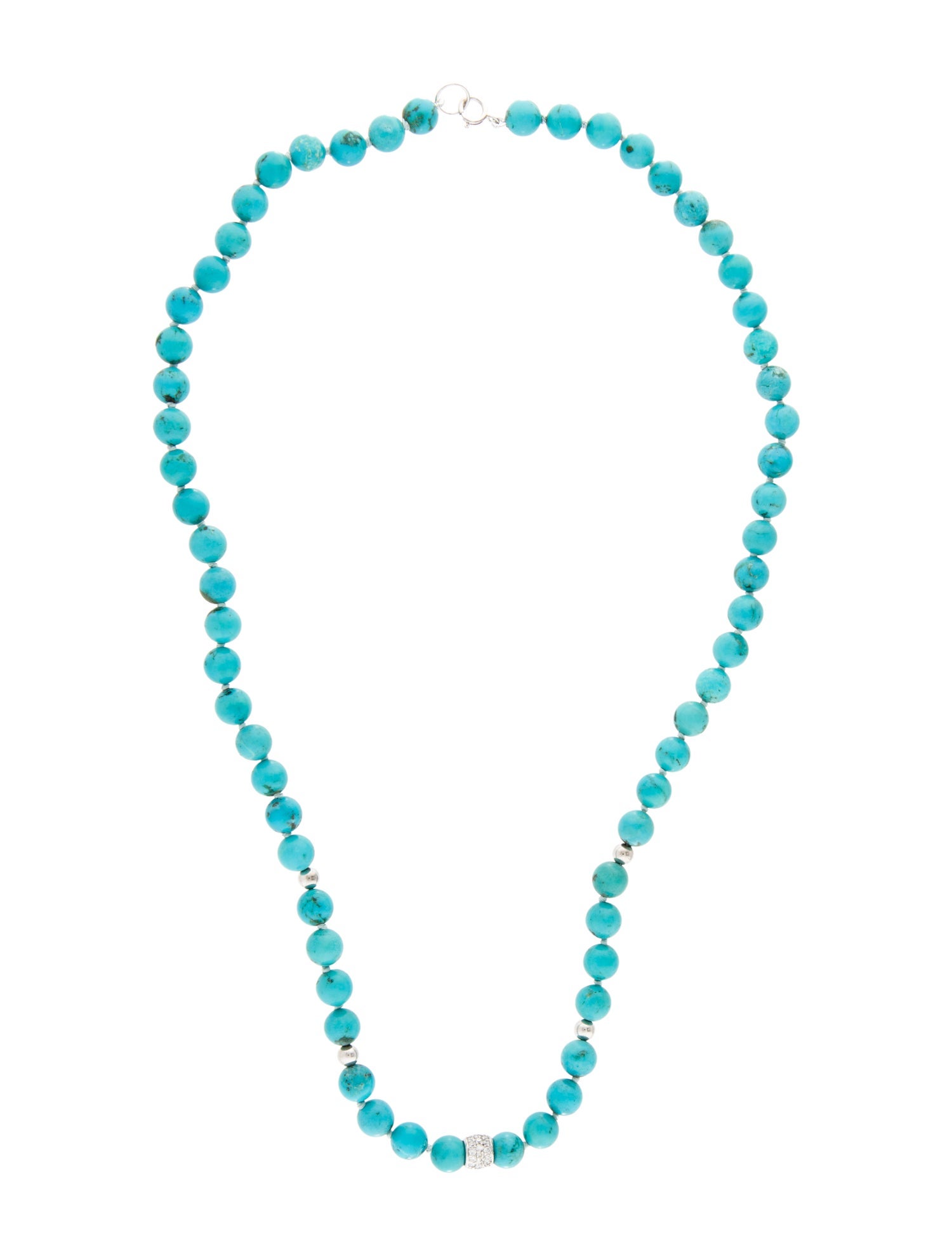 Necklace 14K Turquoise & Diamond Bead Pendant