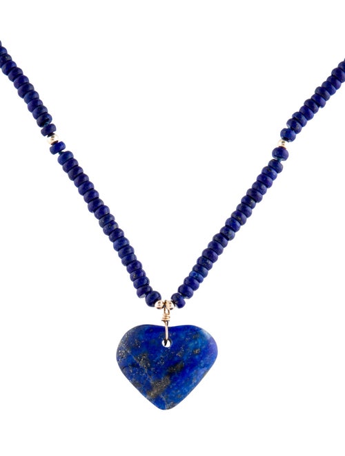 Necklace 14K Lapis Lazuli Pendant Bead Strand Necklace